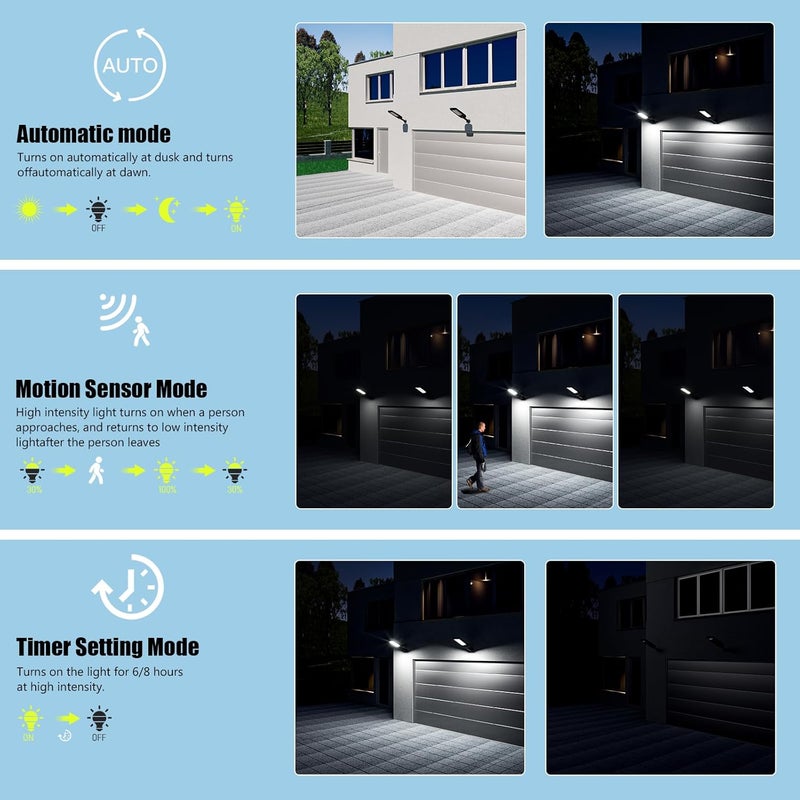 lamtech Solar Street Lights Outdoor Waterproof ,30000LM Dusk to Dawn Solar Lights with Motion Sensor and Remote Control Solar Powered LED Flood Light Outside for Parking Lot, Security, Garden, Garages 4 Pack - Image 5